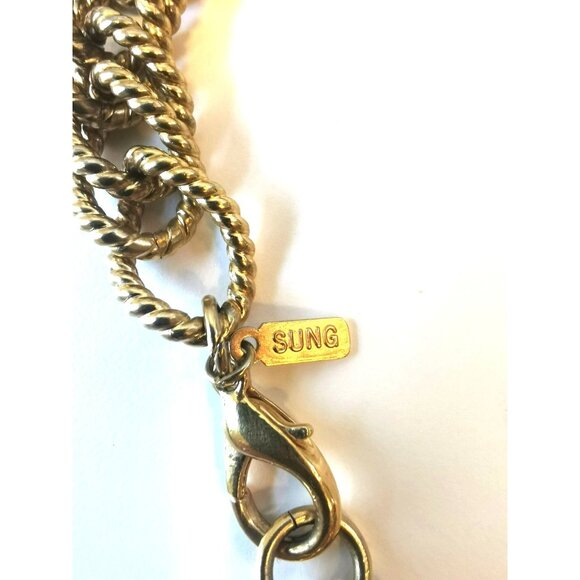 Alfred Sung Braided Gold Tone Necklace Vintage - Picture 3 of 9